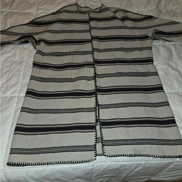 CELINE 21 SS Striped Wool Blanket Coat Vintage - Picture 14 of 16